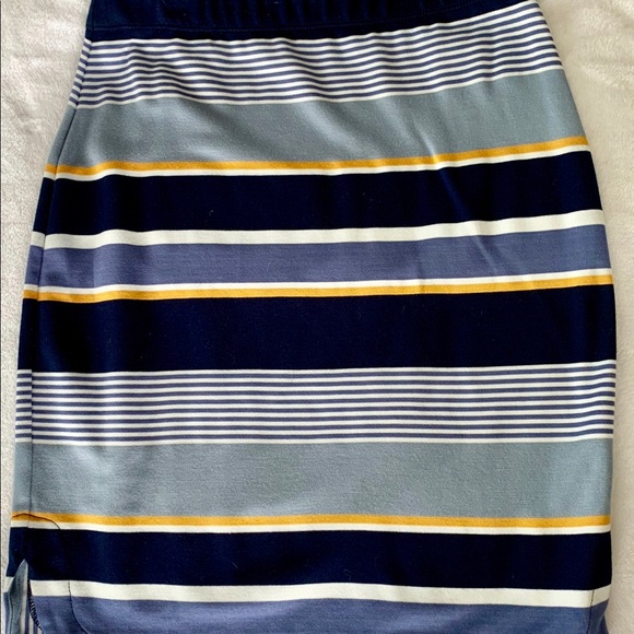 NWOT Blue White & Yellow Stripe Pencil Skirt Size 2 - Picture 3 of 4